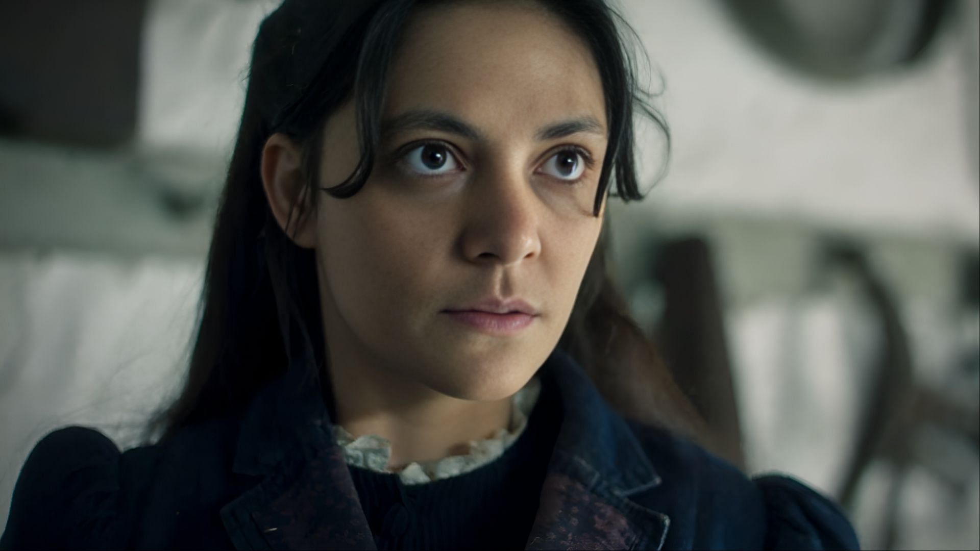 Amelia's resolve hardens as she closes in on the Red Thread syndicate in Sherlock & Daughter. (Image via CW)